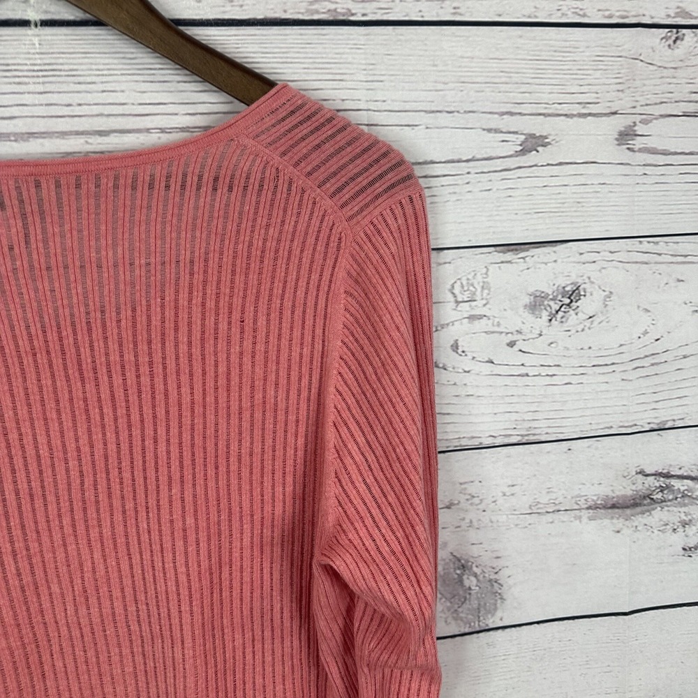 Eileen Fisher Sweater Womens Large Pink Cotton Light‎ Weight Open Knit Pull Over - Picture 5 of 11
